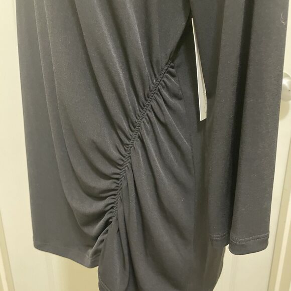 NEW Croft & Barrow Side Ruched‎  3/4 Sleeve Draped Black Shirt NWT Womens Medium - Picture 5 of 12
